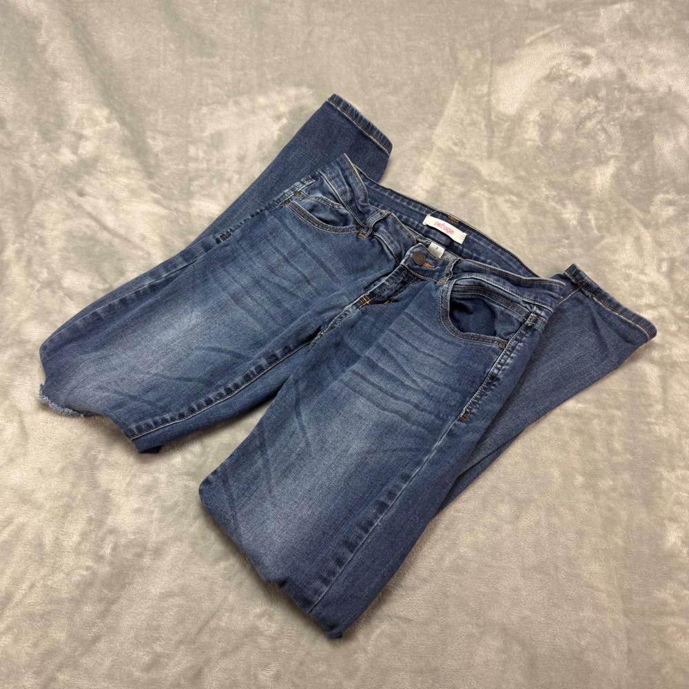 Refuge Distressed Blue Denim Jeans Womens Size 2‎ Low Rise Skinny (28x29)